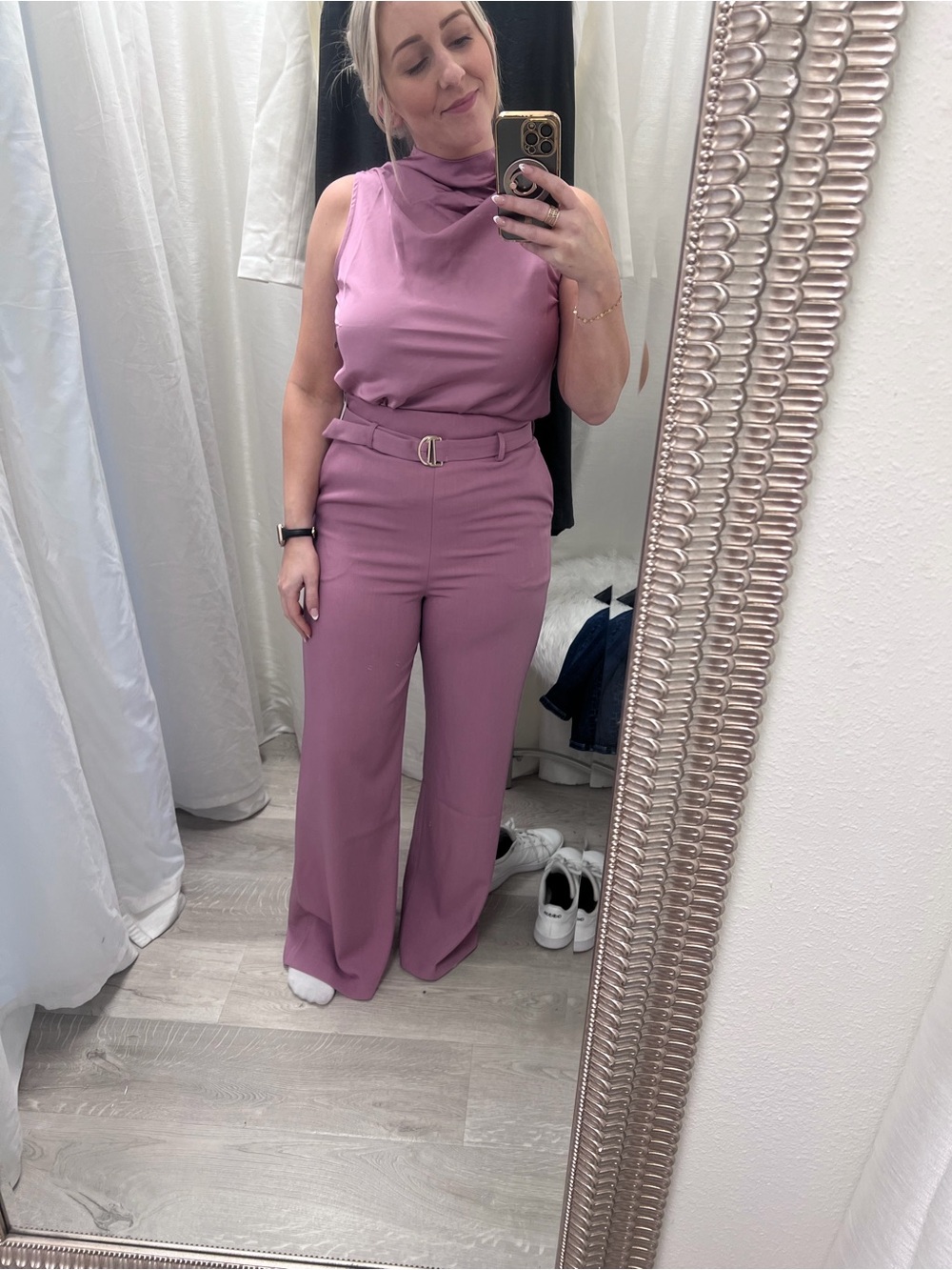 High waisted Wide-Leg dress pants - Dusty Rose